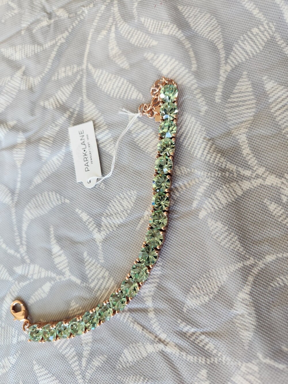 Park Lane mint impression Rose Gold Bracelet with Pale Green Crystals 3ct tw